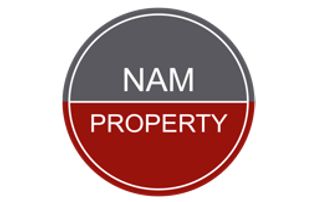 Logo gris et rouge de Nam Property